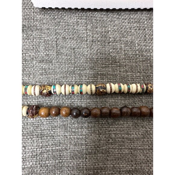 Melvin Wooden Beads Boho Good Fortune Necklace With Gold-Tone Charms & Tassel - Picture 4 of 7